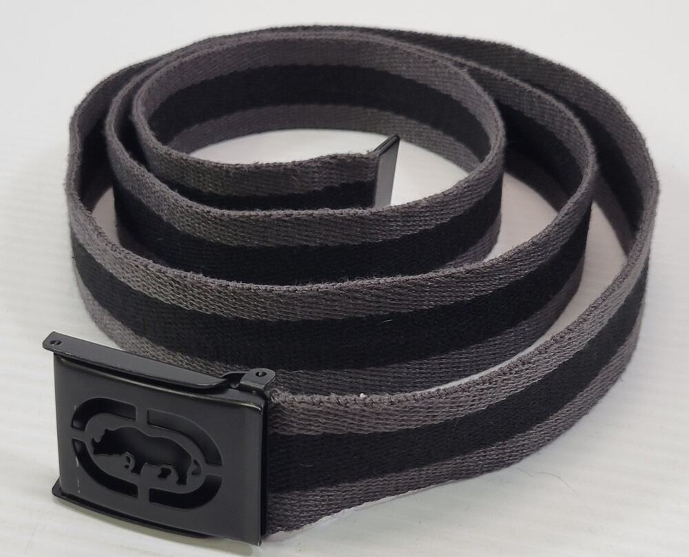 MM) Ecko Unltd Rhino Men Black Gray Buckle Fabric Cargo Belt